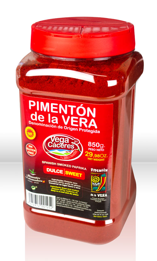 850 g plastic jar of sweet paprika de la Vera paprika